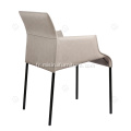 ltalian minimaliste de riz blanc chaises d'accoudoir en cuir de selle blanche